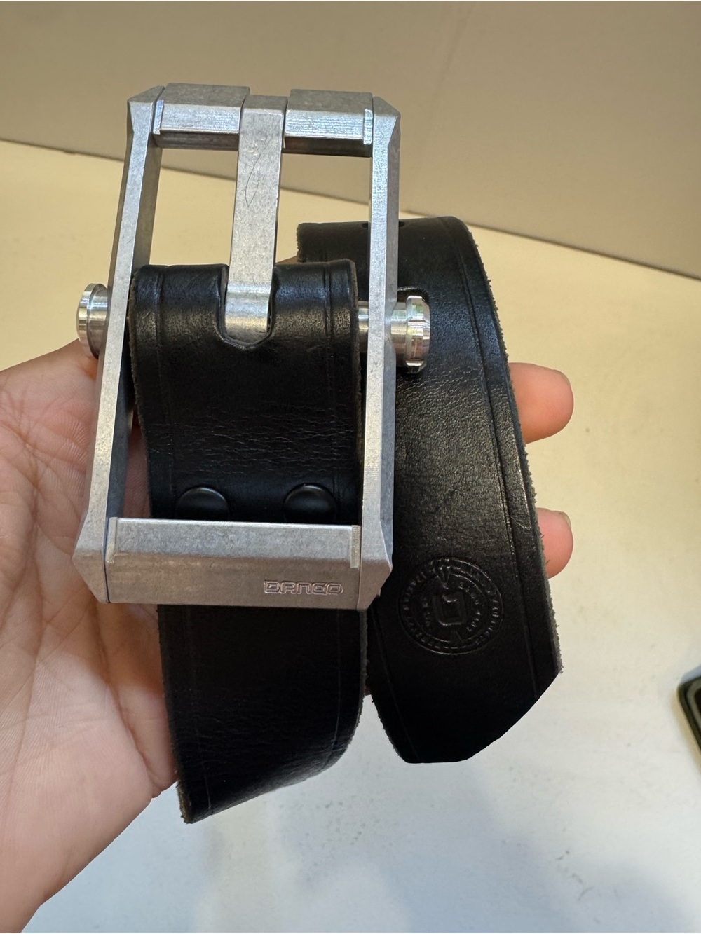 Dango Lightweight Leather Belt aluminum buckle M 31-37 USA